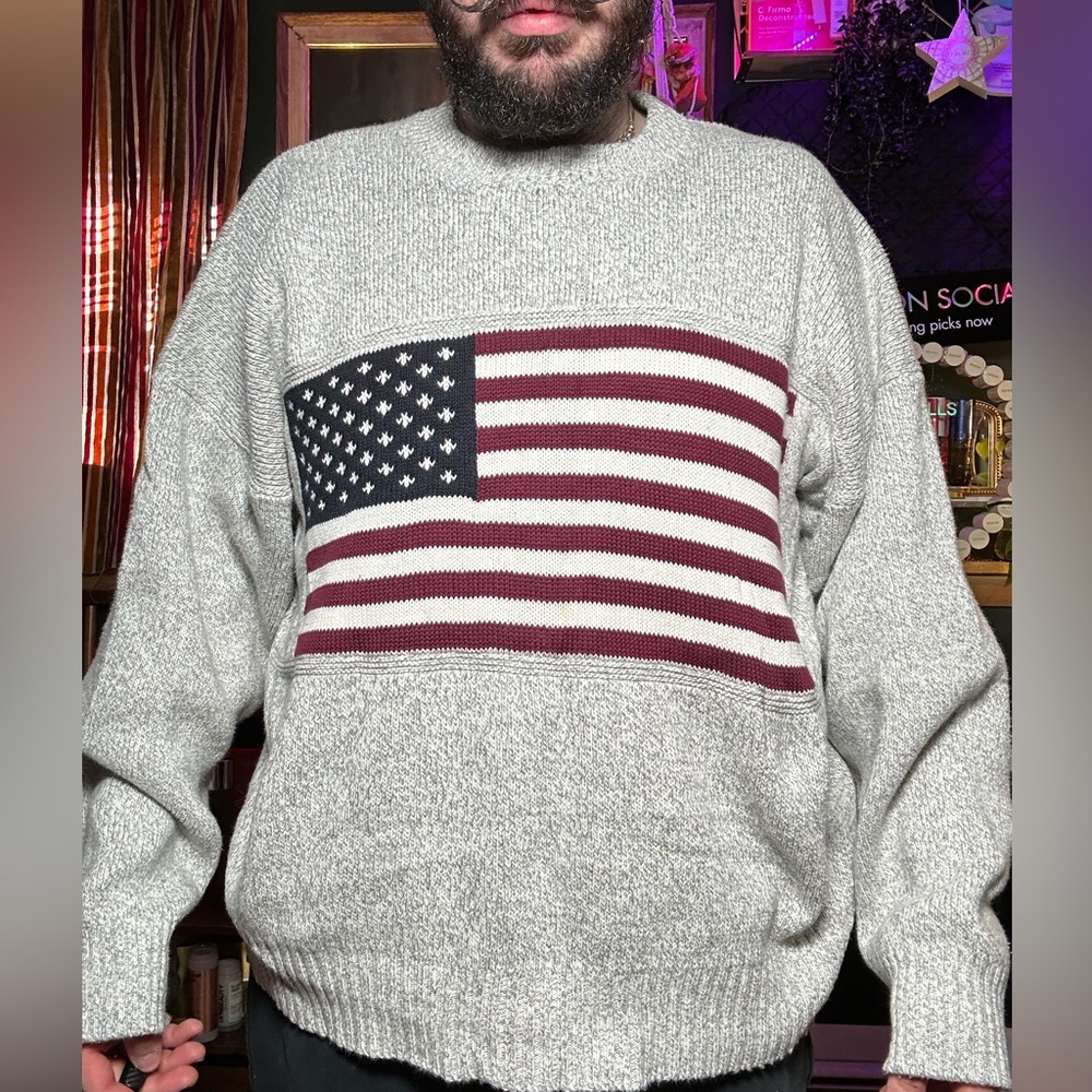 XXL American creation Gray American Flag Sweater